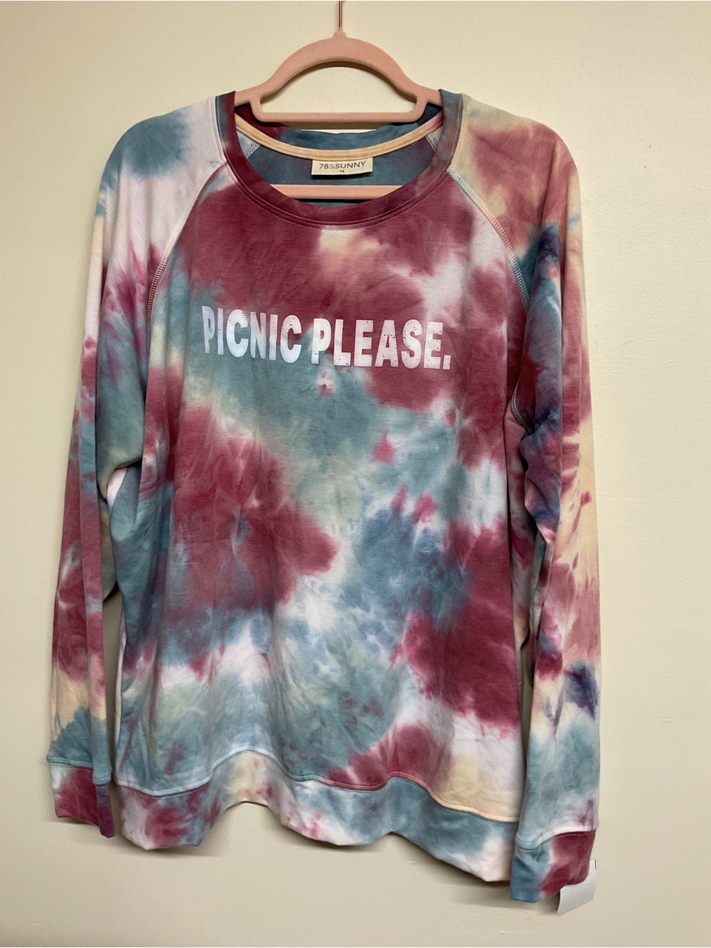 78 & Sunny Tie-Dye Crewneck Sweatshirt - Pink & Blue